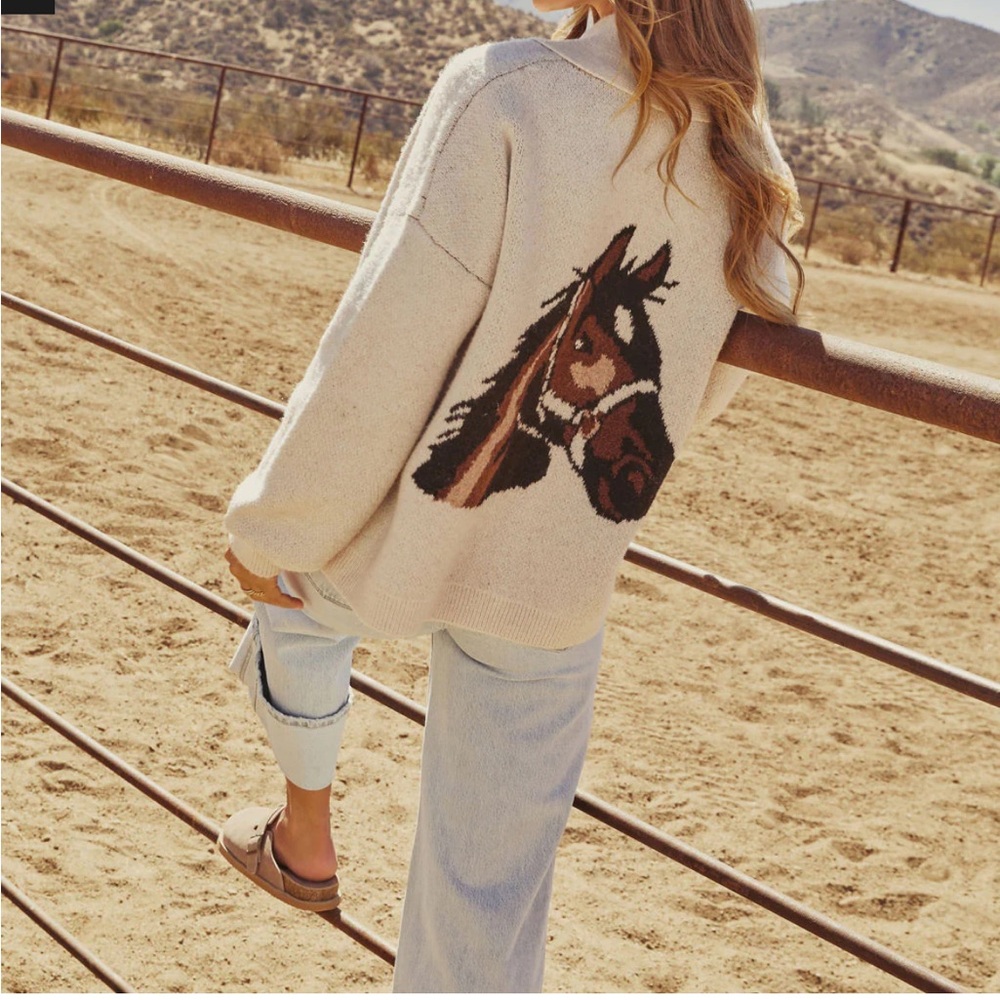 Heritage Ride Horse Motif Cardigan